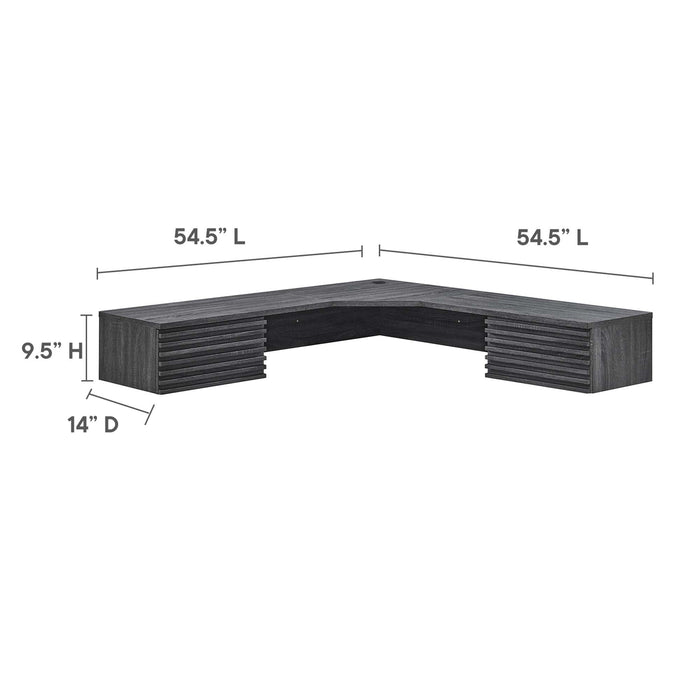 Modway Render Wall Mount Corner Office Desk in Brown - Detail View