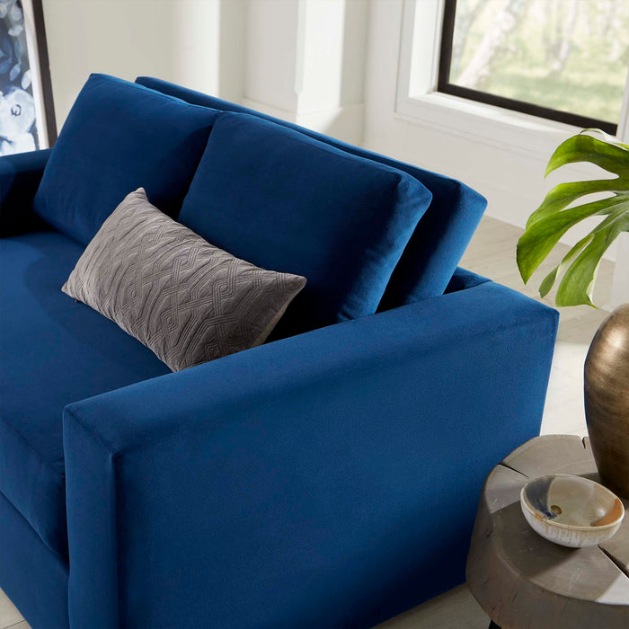 Avendale Velvet Loveseat – Made in the USA With Bench Seat Cushion - in lifestyle setting