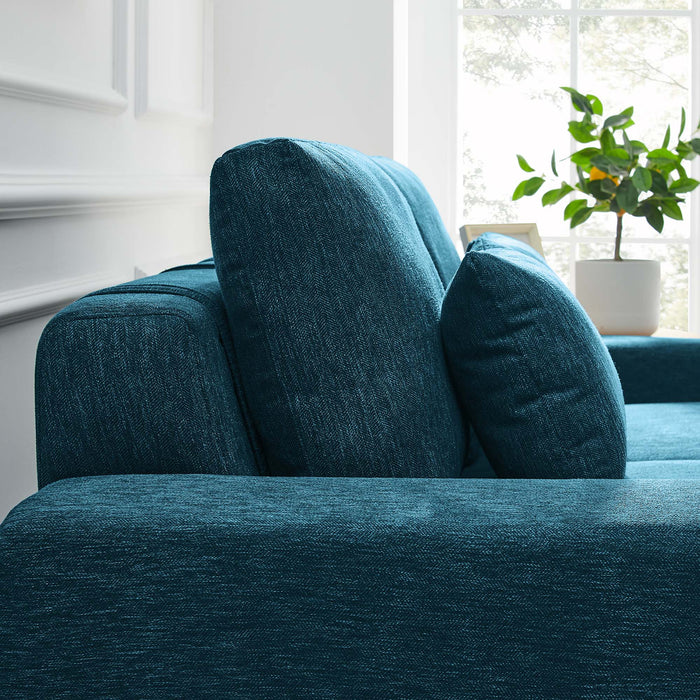 Proximity Upholstered Fabric Loveseat - in lifestyle setting