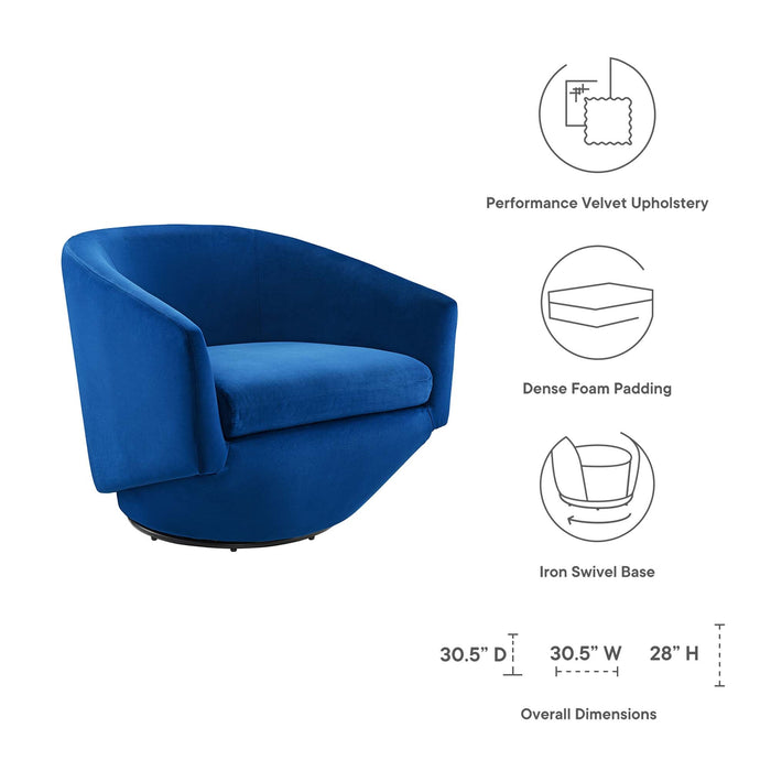 Modway Series Performance Velvet Fabric Swivel Chair Living Room Furniture - View 10