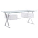 Modway Sector 71" Glass Top Glass Office Desk in White