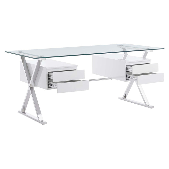 Modway Sector 71" Glass Top Glass Office Desk - Close-Up