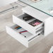 Modway Sector 71" Glass Top Glass Office Desk in White - Detail View