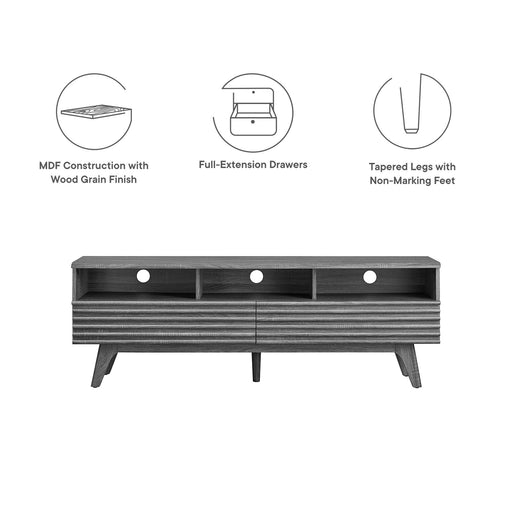 Modway Render 60" TV Stand Living Room Furniture in Black - Side View