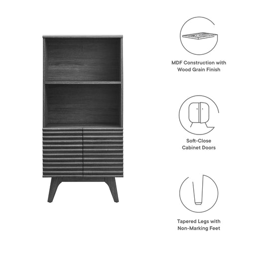 Modway Render Display Cabinet Bookshelf Storage Shelf in Black - Side View