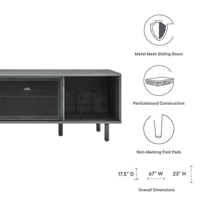 Modway Kurtis 67" TV and Vinyl Record Stand Living Room Furniture in Black - Side View
