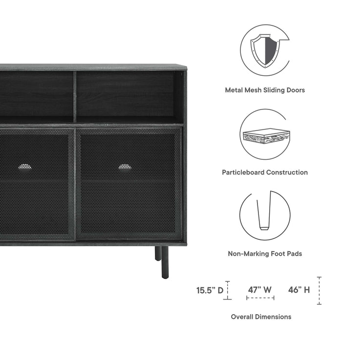Modway Kurtis 47" Display Cabinet Storage Shelf in Black - Side View