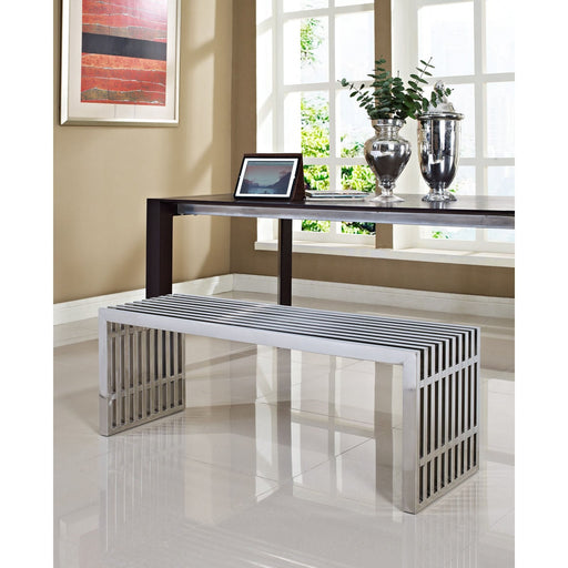 Gridiron Medium Stainless Steel Bench - Modway \living\benches