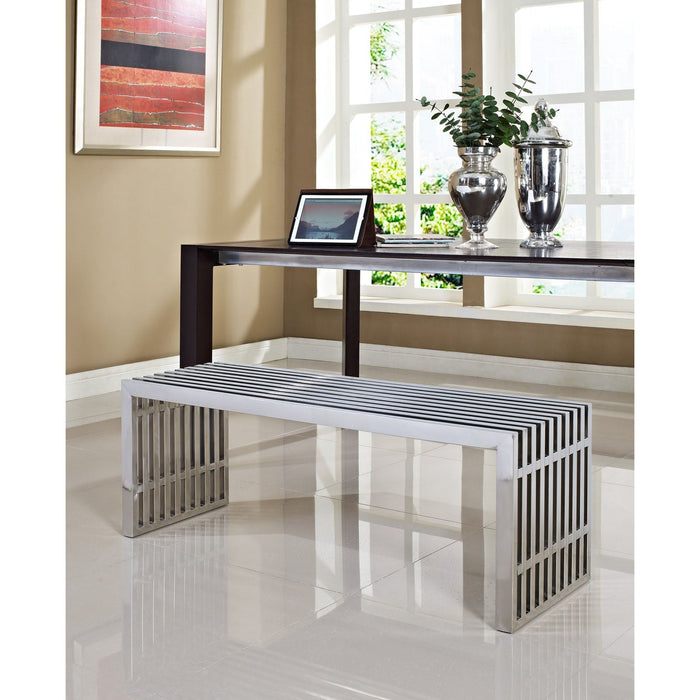 Gridiron Medium Stainless Steel Bench - Modway \living\benches