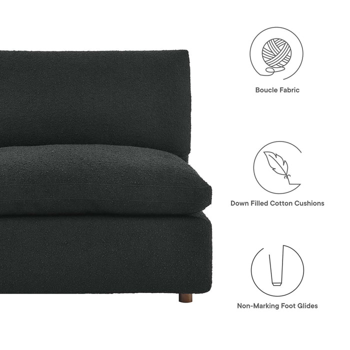 Commix Down Filled Overstuffed Boucle Fabric Armless Chair - detail close-up
