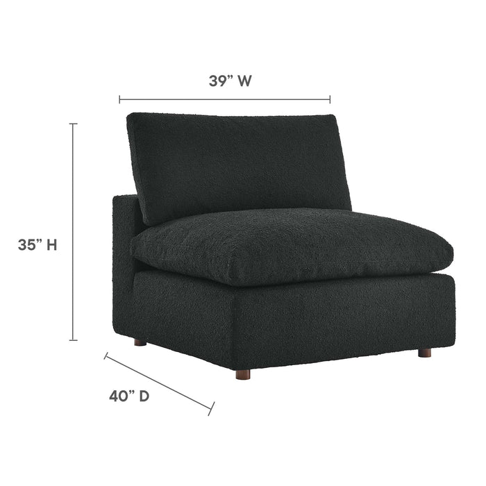 Commix Down Filled Overstuffed Boucle Fabric Armless Chair - in lifestyle setting