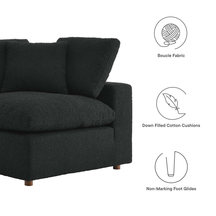 Commix Down Filled Overstuffed Boucle Fabric Corner Chair - detail close-up