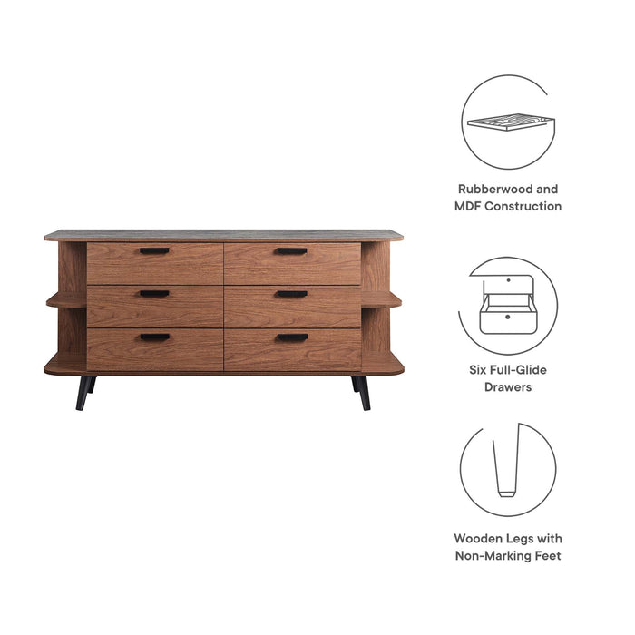 Modway Langston Open Display Storage Sideboard in Gray - Side View