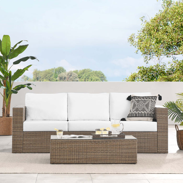 Convene 2-Piece Outdoor Patio Furniture Set Cappuccino White