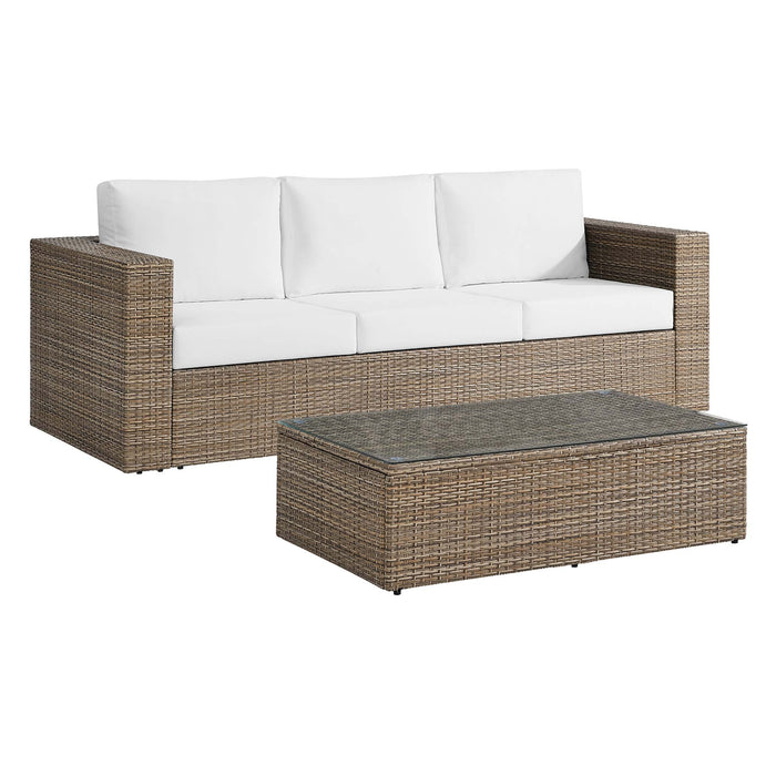 Convene 2-Piece Outdoor Patio Furniture Set Cappuccino White