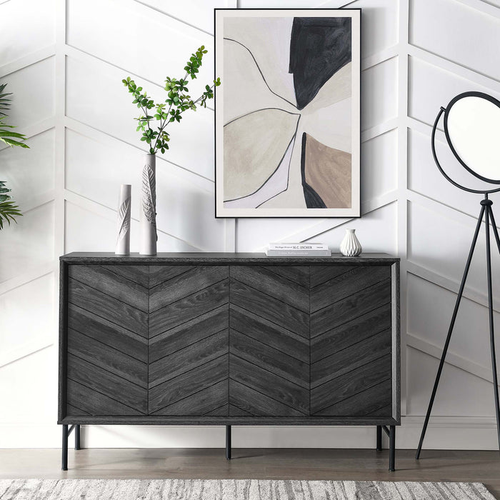 Modway 59" Harper Chevron Sideboard Living Room Furniture - Close-Up