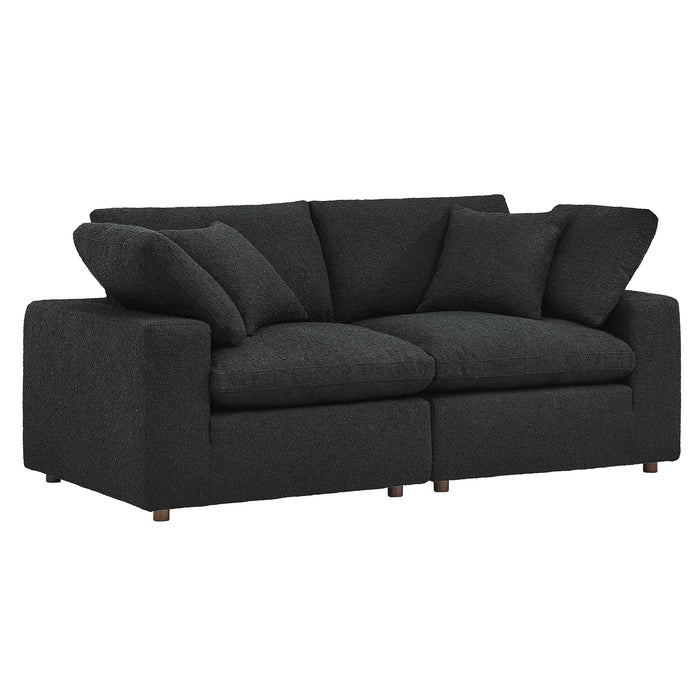 Commix Down Filled Overstuffed Boucle Fabric Loveseat - alternate angle view