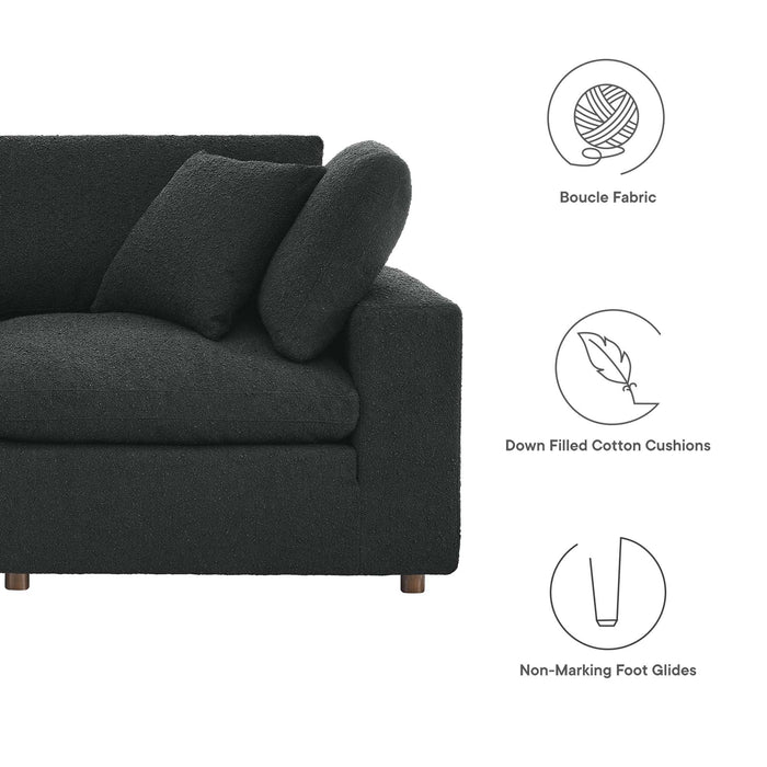 Commix Down Filled Overstuffed Boucle Fabric Loveseat - detail close-up