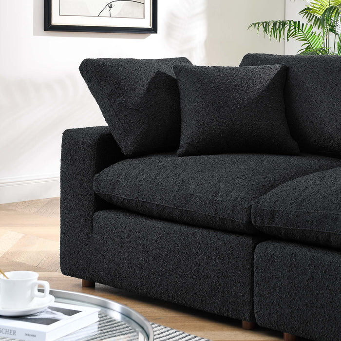 Commix Down Filled Overstuffed Boucle Fabric Loveseat - in lifestyle setting
