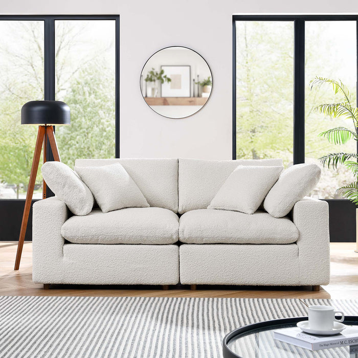 Commix Down Filled Overstuffed Boucle Fabric Loveseat - view 6