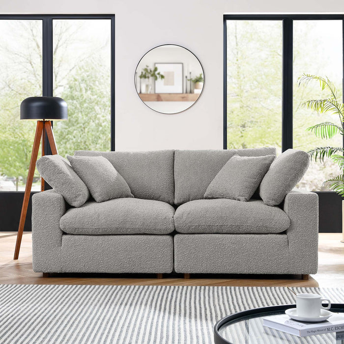 Commix Down Filled Overstuffed Boucle Fabric Loveseat - view 11