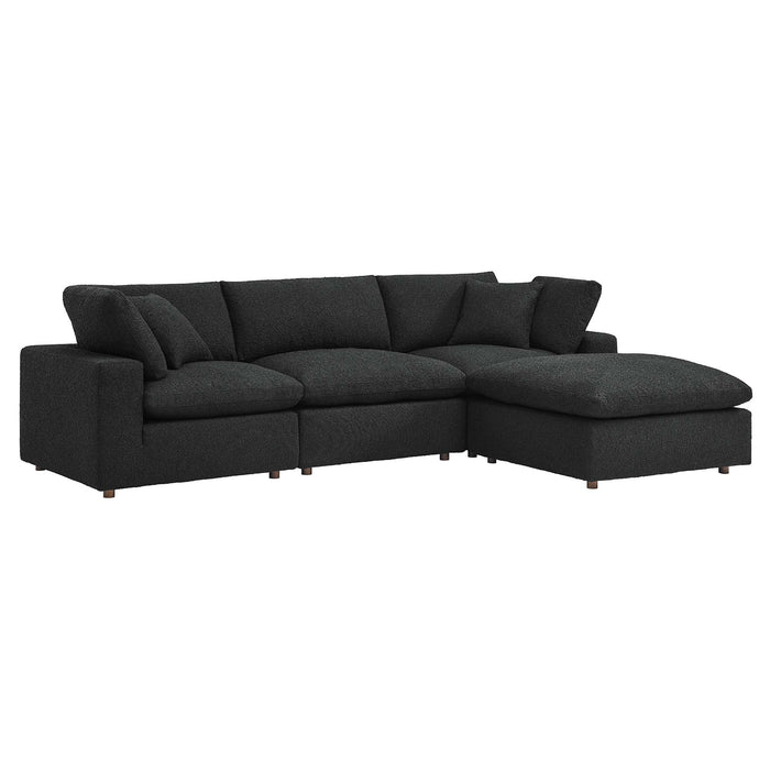 Commix Down Filled Overstuffed Boucle Fabric 4-Piece Sectional Sofa - alternate angle view
