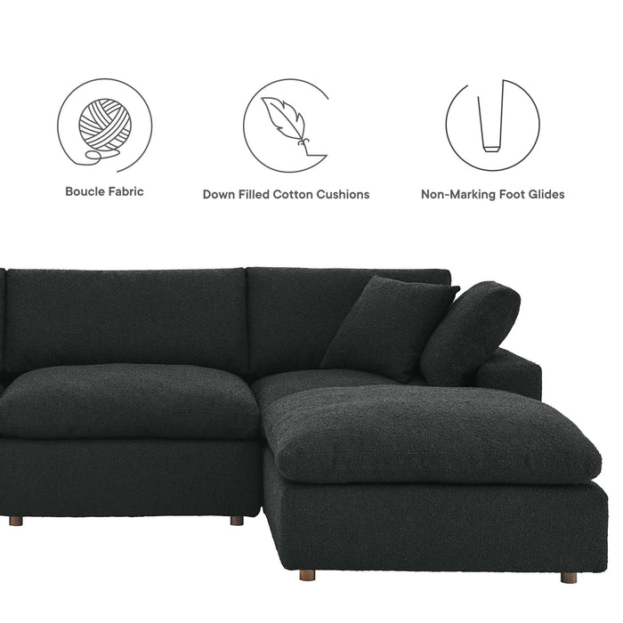 Commix Down Filled Overstuffed Boucle Fabric 4-Piece Sectional Sofa - detail close-up