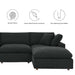 Commix Down Filled Overstuffed Boucle Fabric 4-Piece Sectional Sofa - detail close-up