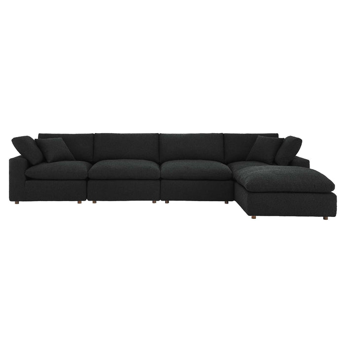Commix Overstuffed Boucle Fabric Sectional Sofa - Plush Comfort & Modern Design for Cozy Living Spaces