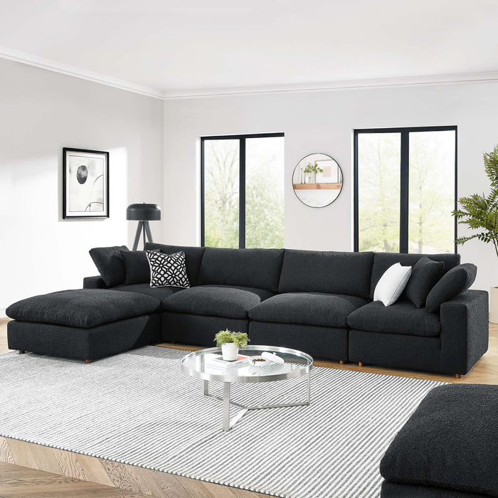 Commix Overstuffed Boucle Fabric Sectional Sofa - Plush Comfort & Modern Design for Cozy Living Spaces