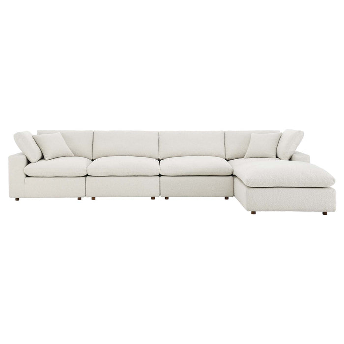 Commix Overstuffed Boucle Fabric Sectional Sofa - Plush Comfort & Modern Design for Cozy Living Spaces