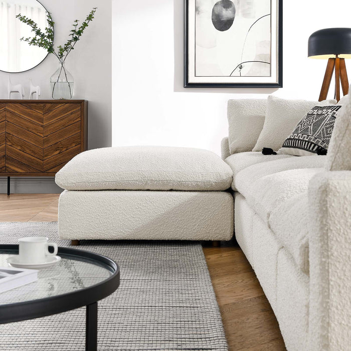 Commix Overstuffed Boucle Fabric Sectional Sofa - Plush Comfort & Modern Design for Cozy Living Spaces