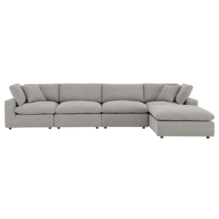 Commix Overstuffed Boucle Fabric Sectional Sofa - Plush Comfort & Modern Design for Cozy Living Spaces