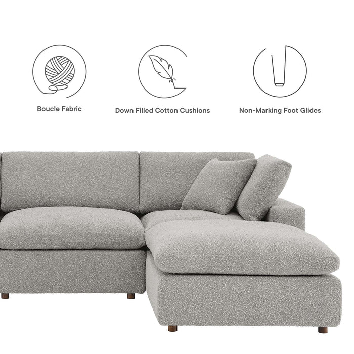 Commix Overstuffed Boucle Fabric Sectional Sofa - Plush Comfort & Modern Design for Cozy Living Spaces