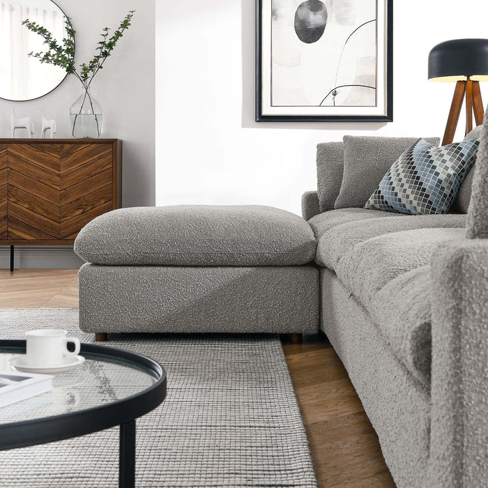 Commix Overstuffed Boucle Fabric Sectional Sofa - Plush Comfort & Modern Design for Cozy Living Spaces