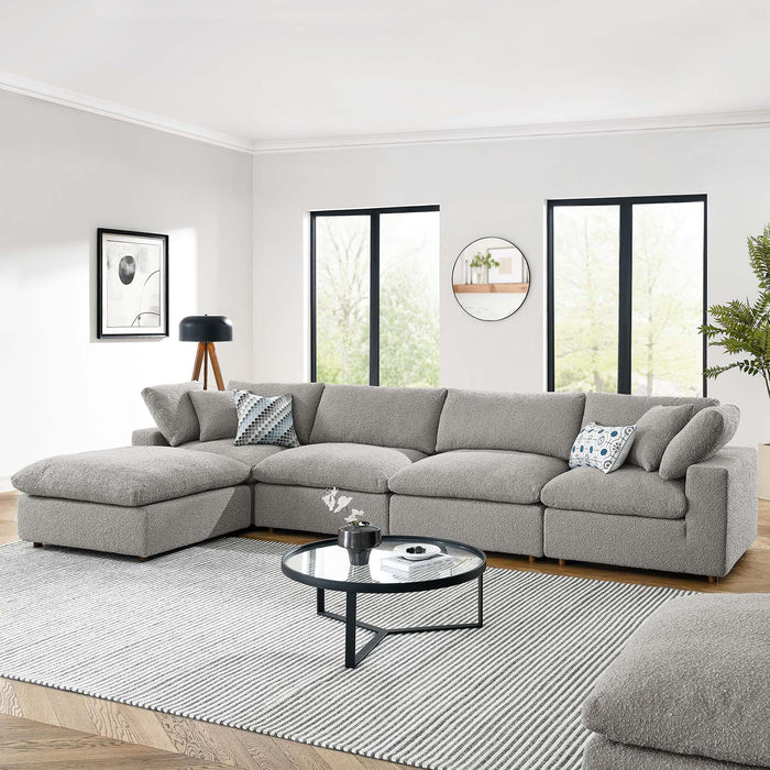 Commix Overstuffed Boucle Fabric Sectional Sofa - Plush Comfort & Modern Design for Cozy Living Spaces