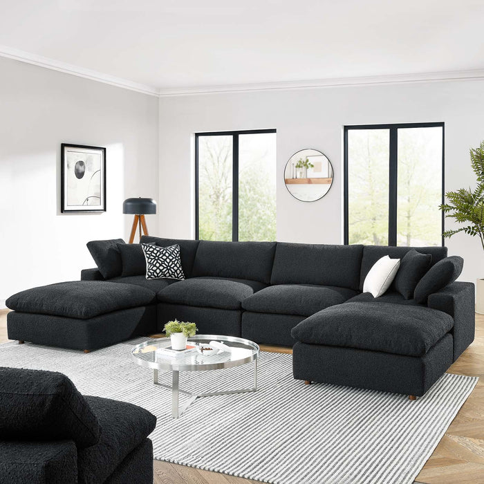 Commix Plush Boucle 6-Piece Sectional Sofa - Overstuffed Comfort for Modern Living Spaces