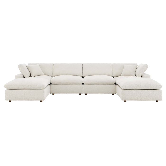 Modway Furniture Commix Down Filled Overstuffed Boucle 6-Piece Sectional Sofa Black 80 x 160 x 20