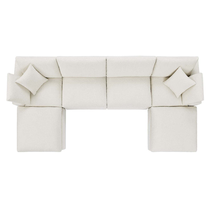 Commix Plush Boucle 6-Piece Sectional Sofa - Overstuffed Comfort for Modern Living Spaces