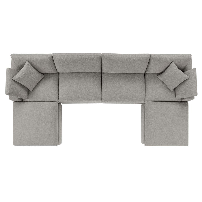 Commix Plush Boucle 6-Piece Sectional Sofa - Overstuffed Comfort for Modern Living Spaces