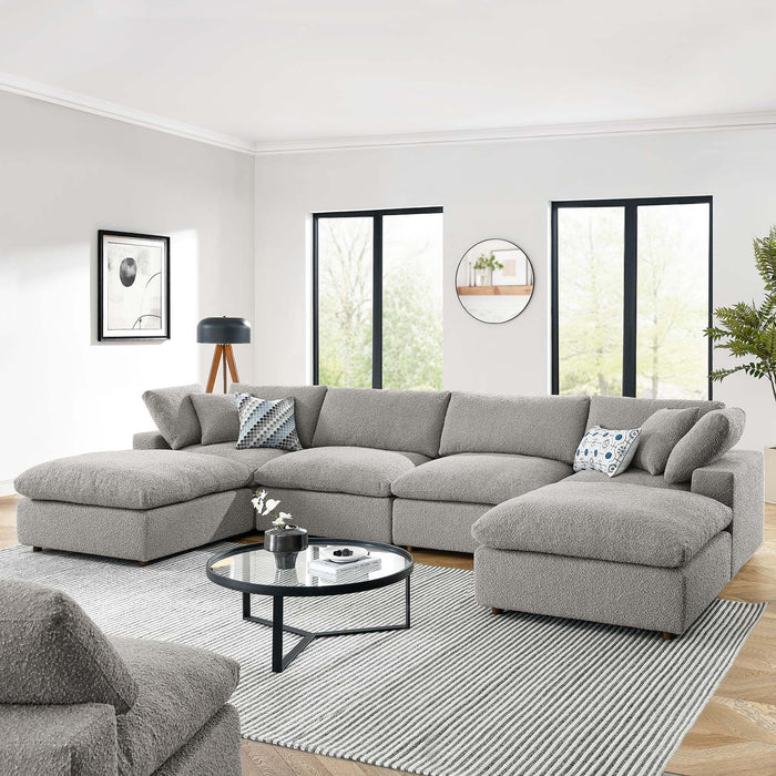 Commix Plush Boucle 6-Piece Sectional Sofa - Overstuffed Comfort for Modern Living Spaces