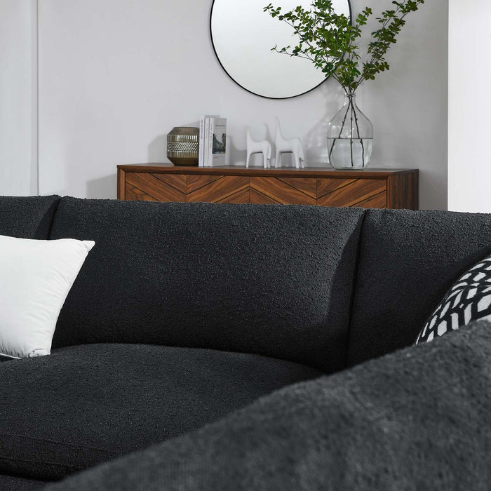 Commix Overstuffed Boucle Fabric Sectional Sofa - Plush Comfort & Modern Design for Cozy Living Spaces
