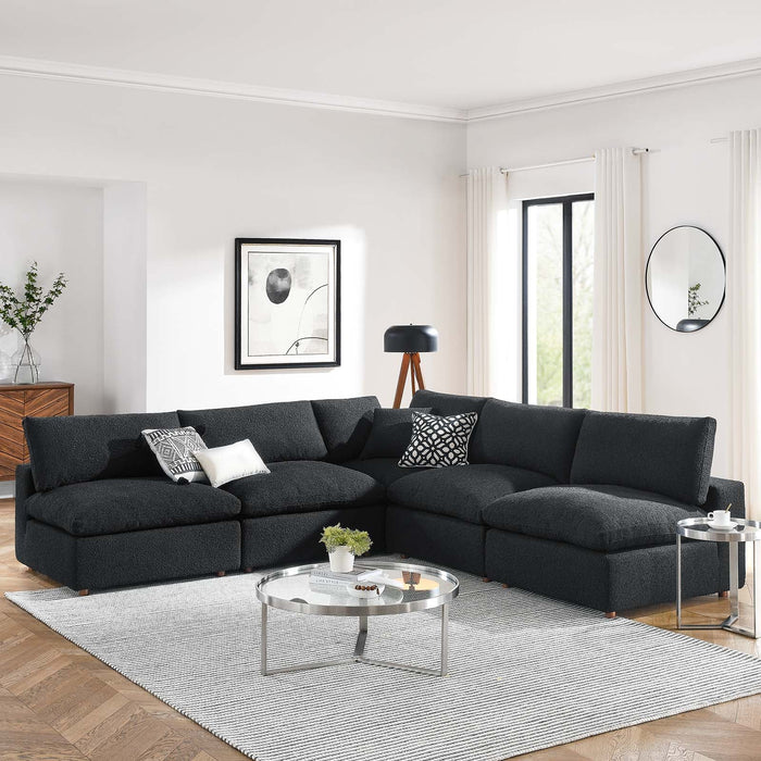 Commix Overstuffed Boucle Fabric Sectional Sofa - Plush Comfort & Modern Design for Cozy Living Spaces