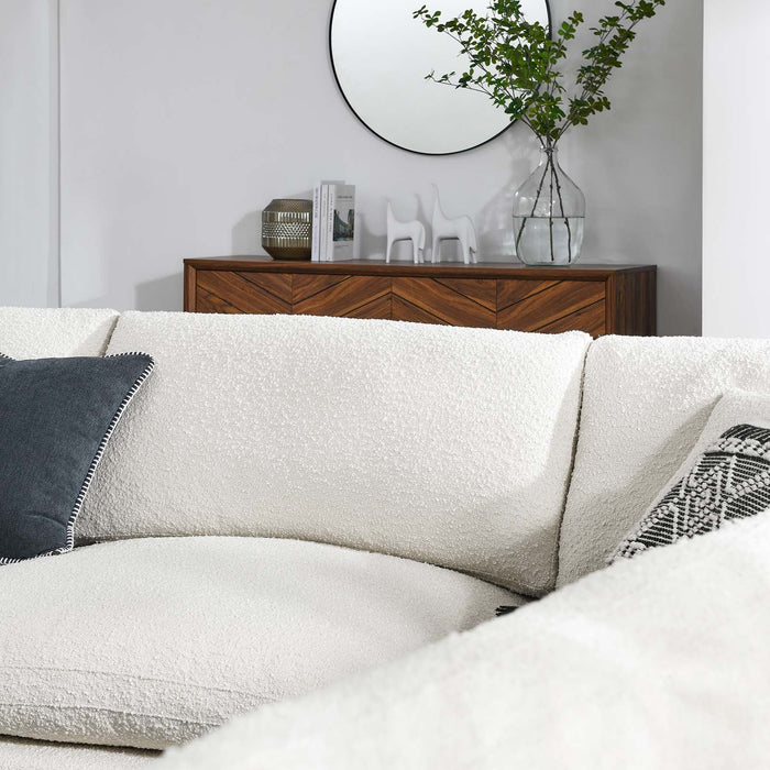 Commix Overstuffed Boucle Fabric Sectional Sofa - Plush Comfort & Modern Design for Cozy Living Spaces