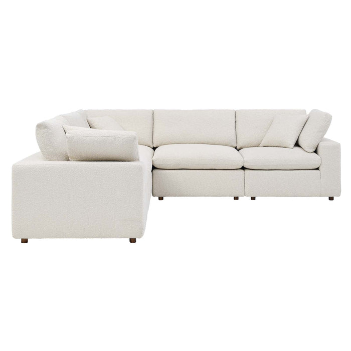 Commix Cozy Down Filled Overstuffed Boucle Sectional Sofa for Modern Living Room Relaxation