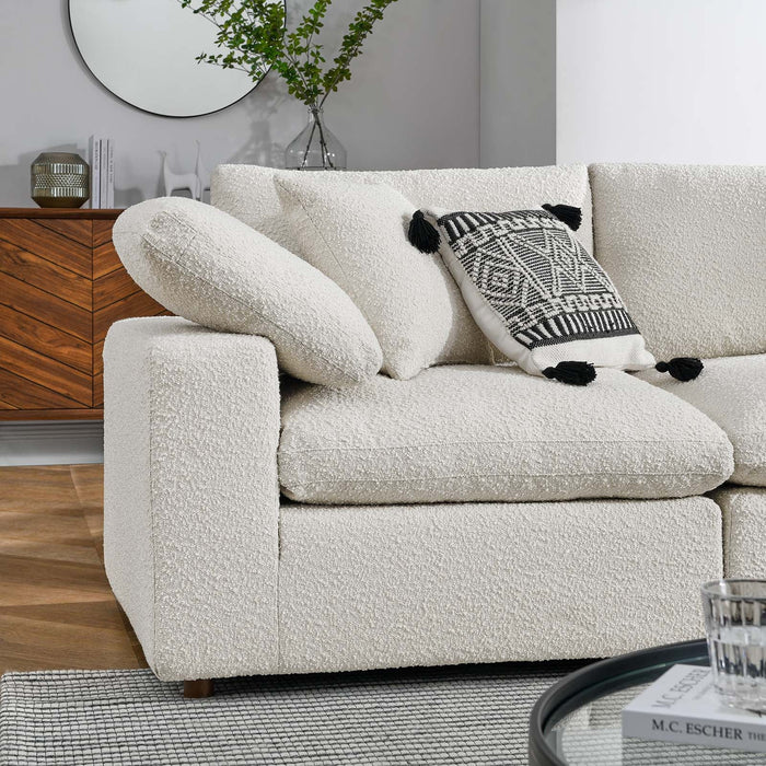 Commix Cozy Down Filled Overstuffed Boucle Sectional Sofa for Modern Living Room Relaxation