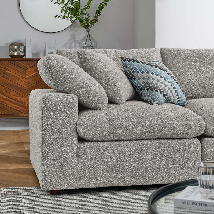 Commix Cozy Down Filled Overstuffed Boucle Sectional Sofa for Modern Living Room Relaxation