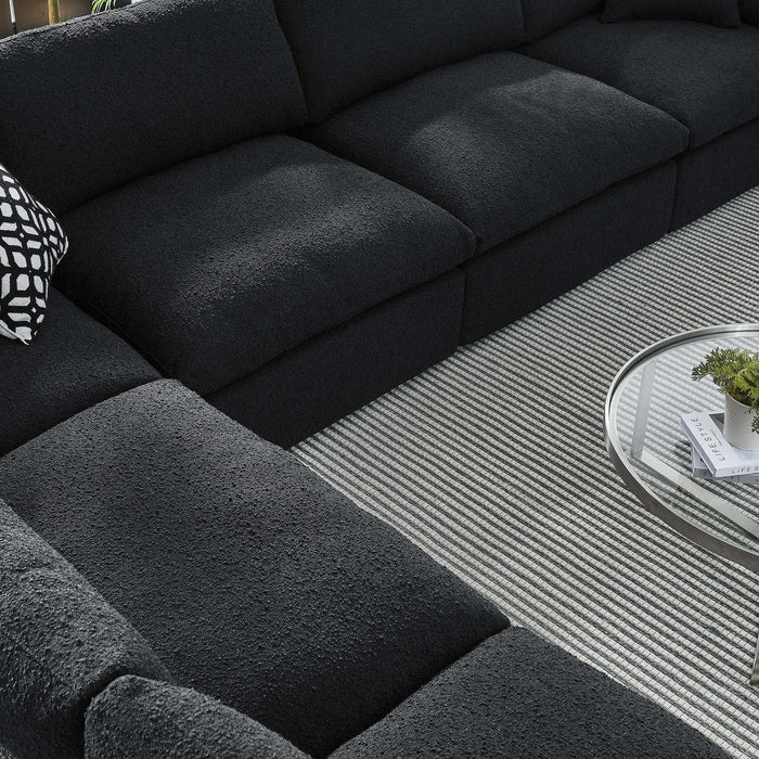 Commix Overstuffed Boucle Fabric Sectional Sofa - Plush Comfort for Modern Living Spaces