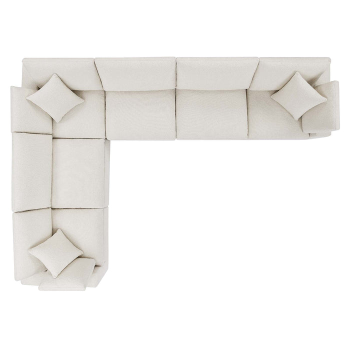Commix Overstuffed Boucle Fabric Sectional Sofa - Plush Comfort for Modern Living Spaces
