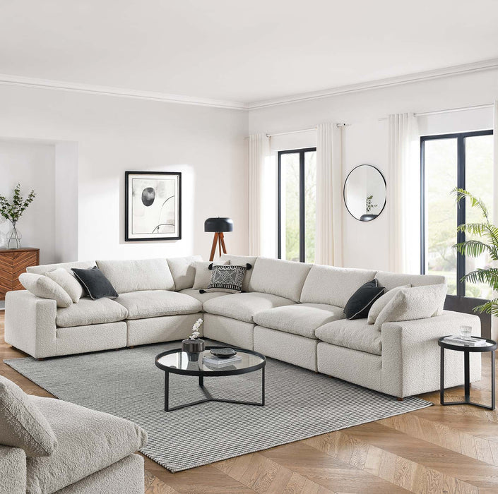 Commix Overstuffed Boucle Fabric Sectional Sofa - Plush Comfort for Modern Living Spaces